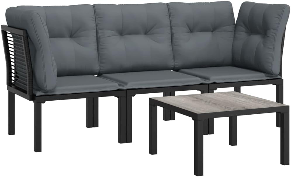 vidaXL Modern Poly Rattan Garden Chair in Black with Dark Gray Cushions - Weather Resistant Outdoor Furniture with a Sturdy Steel Frame, Comfortable Seat, and Modular Design - Image 16