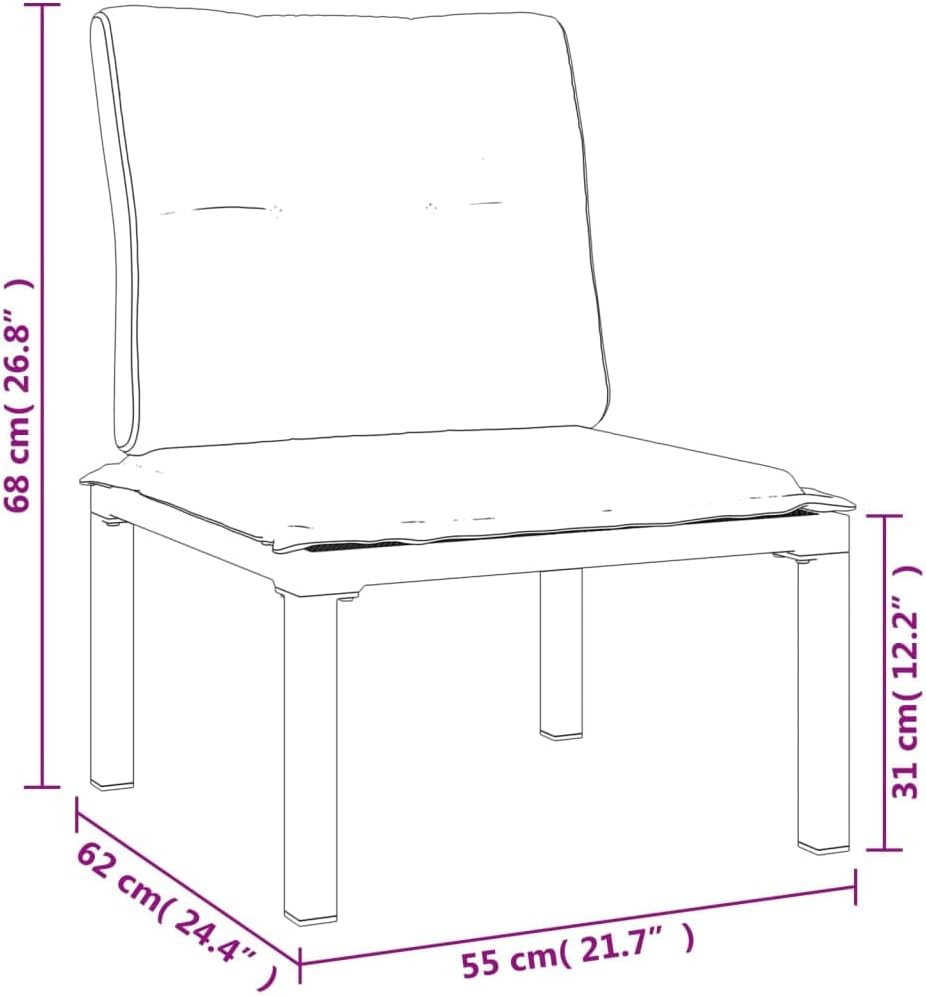vidaXL Modern Poly Rattan Garden Chair in Black with Dark Gray Cushions - Weather Resistant Outdoor Furniture with a Sturdy Steel Frame, Comfortable Seat, and Modular Design - Image 3