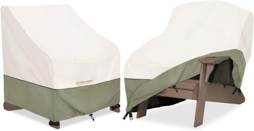 Bitubi Waterproof 2 Pack Patio Adirondack Chair Cover for Outdoor Chair Size Up to 32W x 35D x 36H inch,Outdoor Lawn Patio Furniture Covers (Beige)