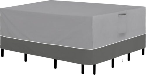 Easy-Going Patio Furniture Cover 110"x84" Rectangle Outdoor Table and Chair Set Covers Waterproof UV Resistant Outdoor Sectional Sofa Set Covers, Gray/Dark Gray