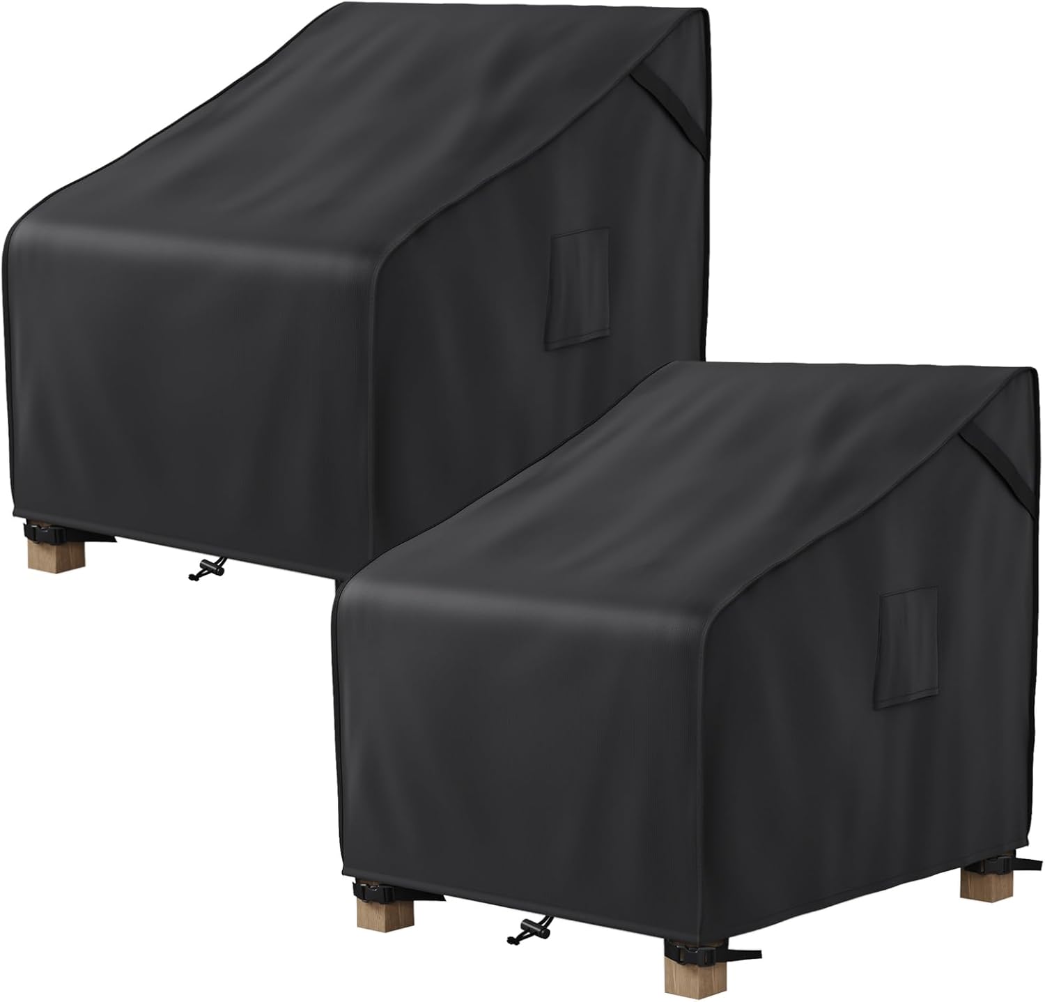 MR. COVER Patio Furniture Covers Waterproof, Outdoor Chair Covers for Rocking Chair, Fits up to 32W x 37D x 36H Inches, Ventilated Air Vents and Convenient Handles Included, Black, 2 Pack