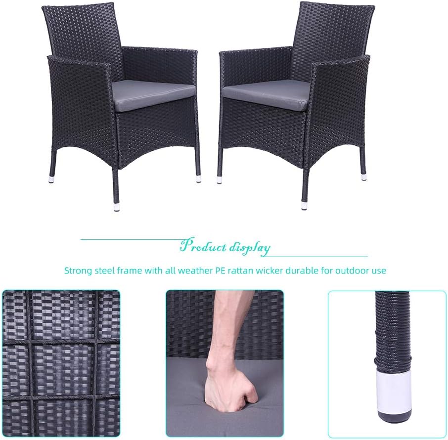 Outdoor Patio Wicker Dining Chairs 2 Piece Set, PE Rattan Single Sofa Chair, Patio Furniture Set, Outdoor Wicker Bistro Set Rattan Chairs for Patio, Garden, Patio, Deck, Lawn - Image 4