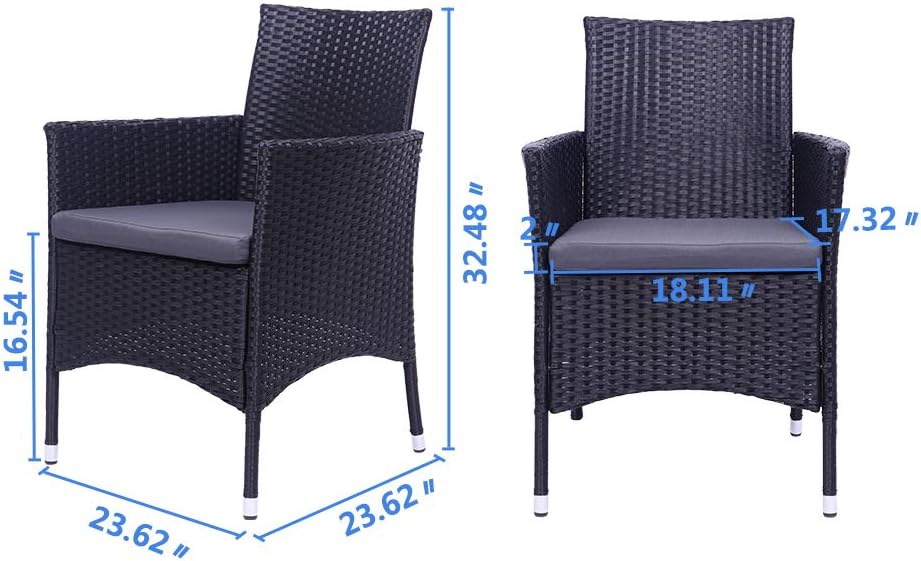 Outdoor Patio Wicker Dining Chairs 2 Piece Set, PE Rattan Single Sofa Chair, Patio Furniture Set, Outdoor Wicker Bistro Set Rattan Chairs for Patio, Garden, Patio, Deck, Lawn - Image 3