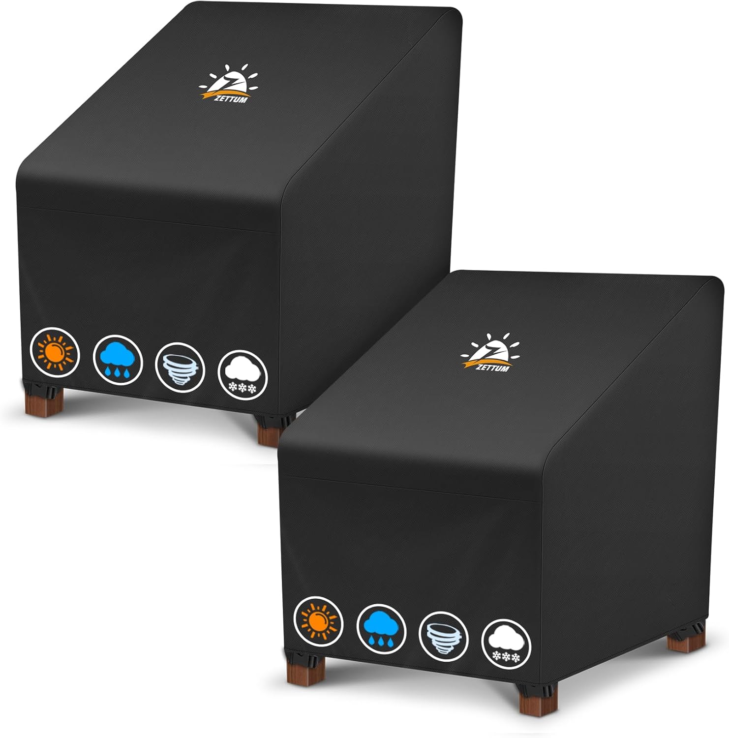 Zettum Patio Chair Covers 2 Pack - 600D Outdoor Chair Cover Waterproof & Heavy Duty, Lawn Lounge Furniture Cover for Wicker, Swivel, Rocking, Single Sofa - 32 x 38 x 36 Inch