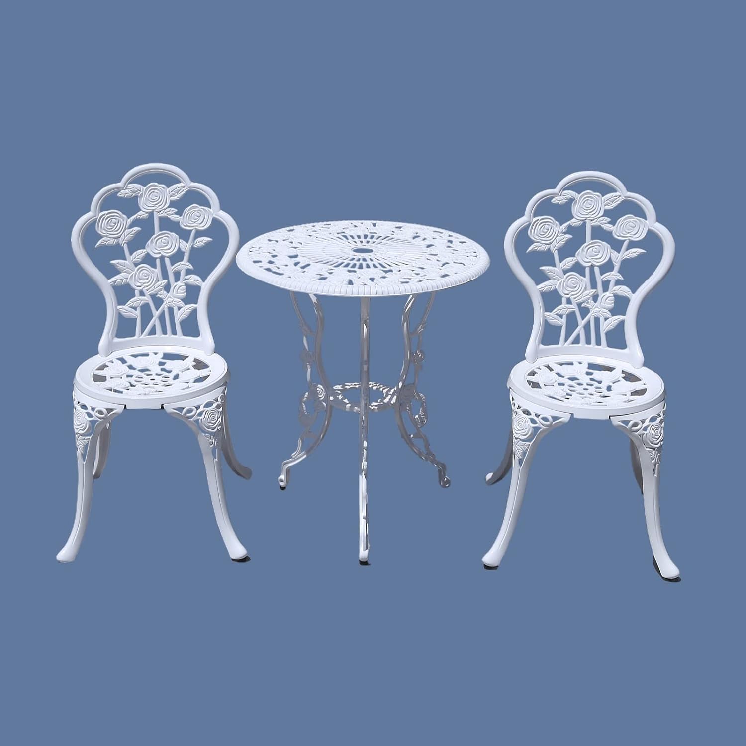 KAILI Outdoor Furniture Bistro Set with Rose Pattern 1 Table 2 Chairs for Garden Patio Porch (Rose-Light Blue) - Image 7