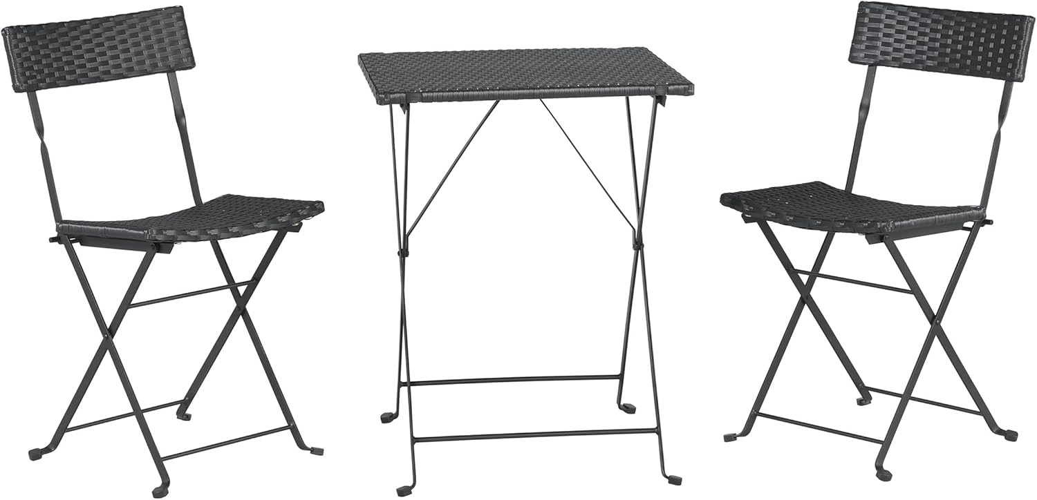 Folding Patio Bistro Set u2013 3-Piece Acacia Wood and Steel Café Table and Chairs for Porch, Deck, Garden, or Balcony Furniture by Lavish Home (Brown) - Image 6