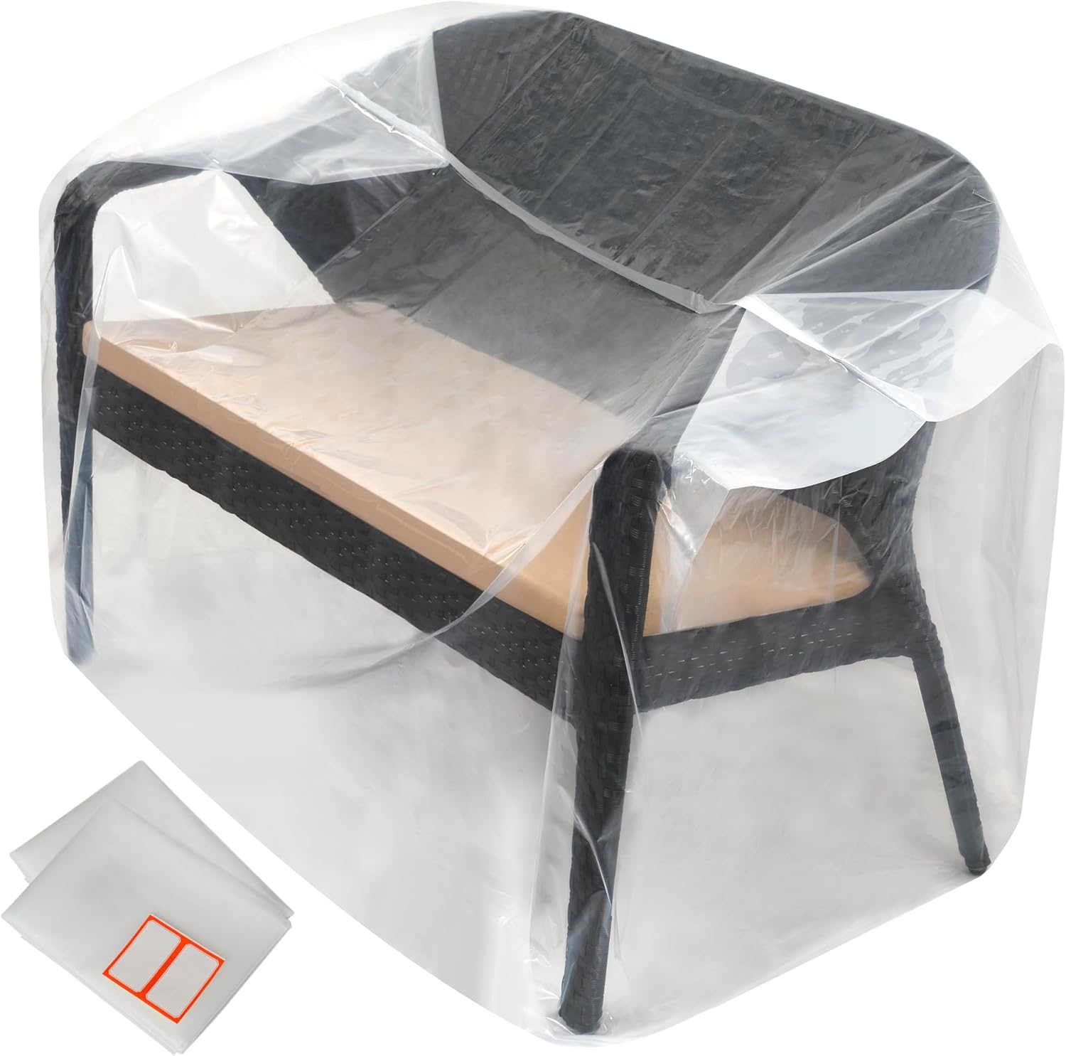 2-Pack Patio Loveseat Bench Cover - Reusable & Heavy-Duty Clear Plastic Outdoor Patio Furniture Covers Waterproof, Extra-Thick Outdoor Furniture Waterproof Couch Cushion Covering, 58" x 28" x 52.5"