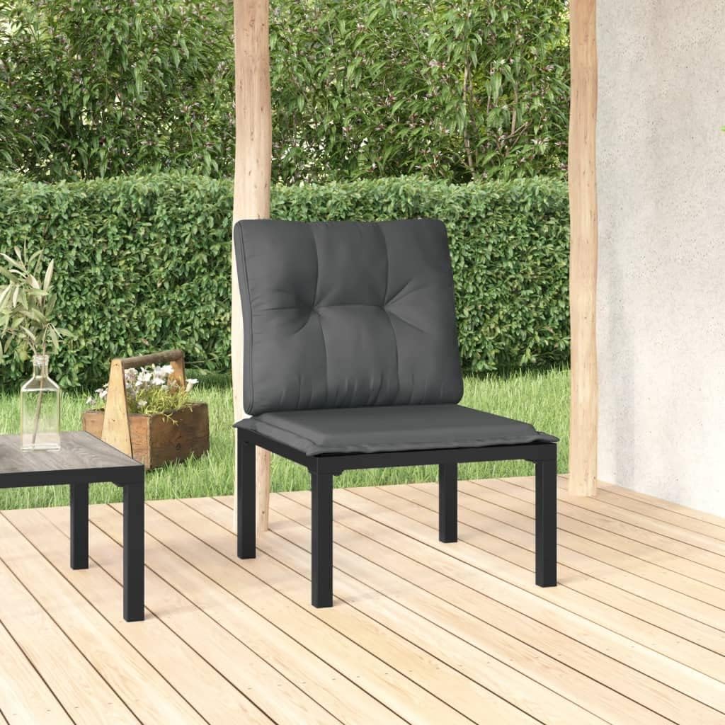 vidaXL Modern Poly Rattan Garden Chair in Black with Dark Gray Cushions - Weather Resistant Outdoor Furniture with a Sturdy Steel Frame, Comfortable Seat, and Modular Design - Image 2