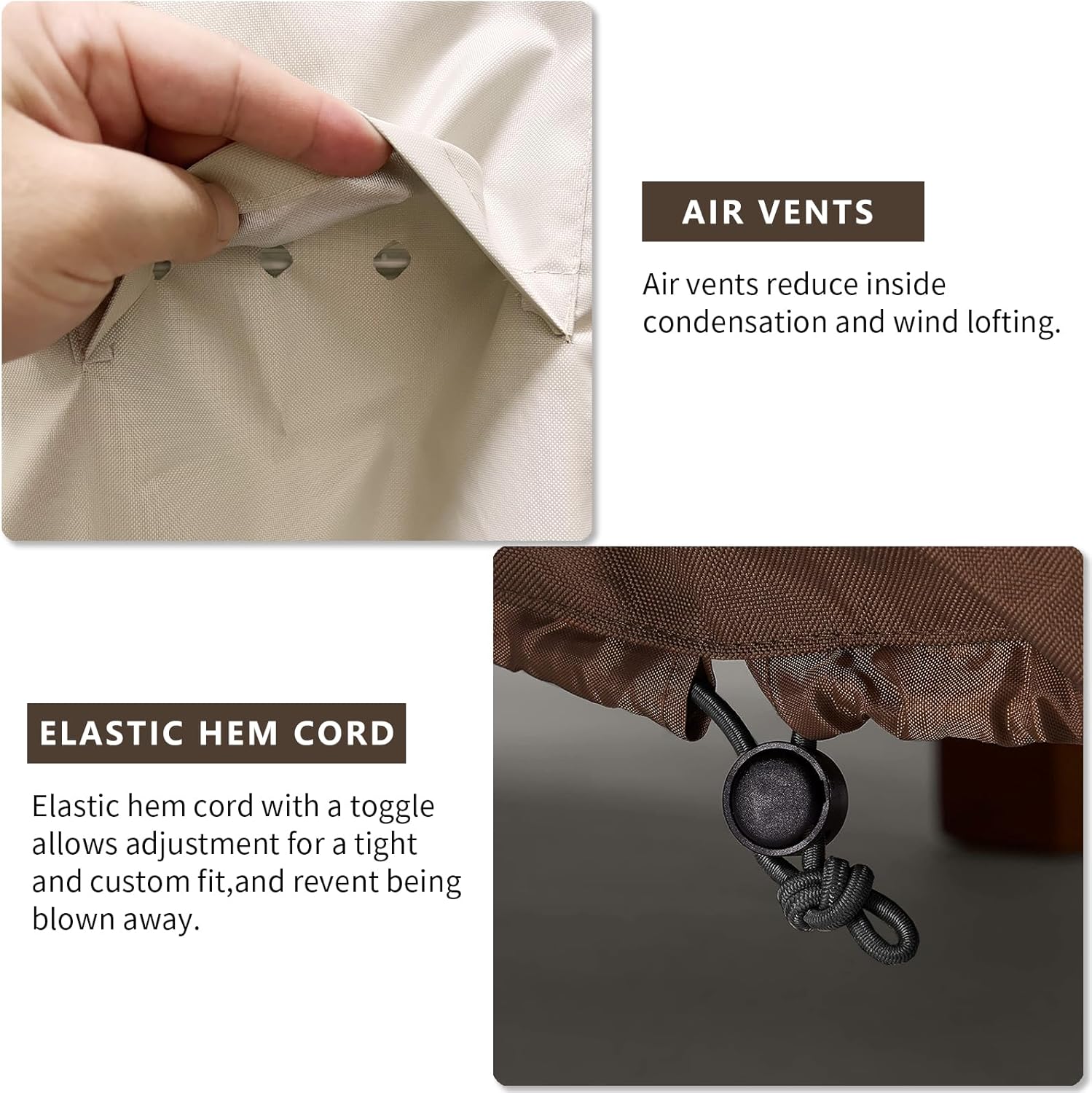 UNARK Outdoor 3-Seater Sofa Cover, Heavy Duty Patio Furniture Covers Waterproof, 76W x 33D x 32H Inches Patio Couch Cover Waterproof Couch Covers for Outdoor Furniture, Beige and Brown - Image 9