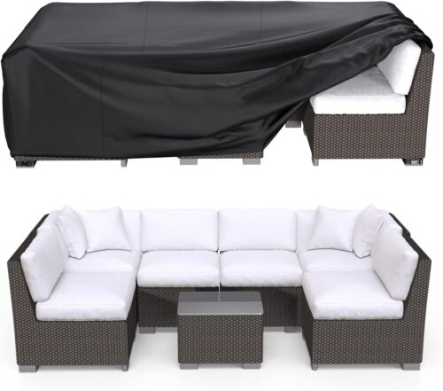 BROSYDA Patio Furniture Covers, Heavy Duty Outdoor Furniture Cover Waterproof, Sectional Sofa Set Covers Table and Chair Set Cover 108" L × 82" W × 28" H