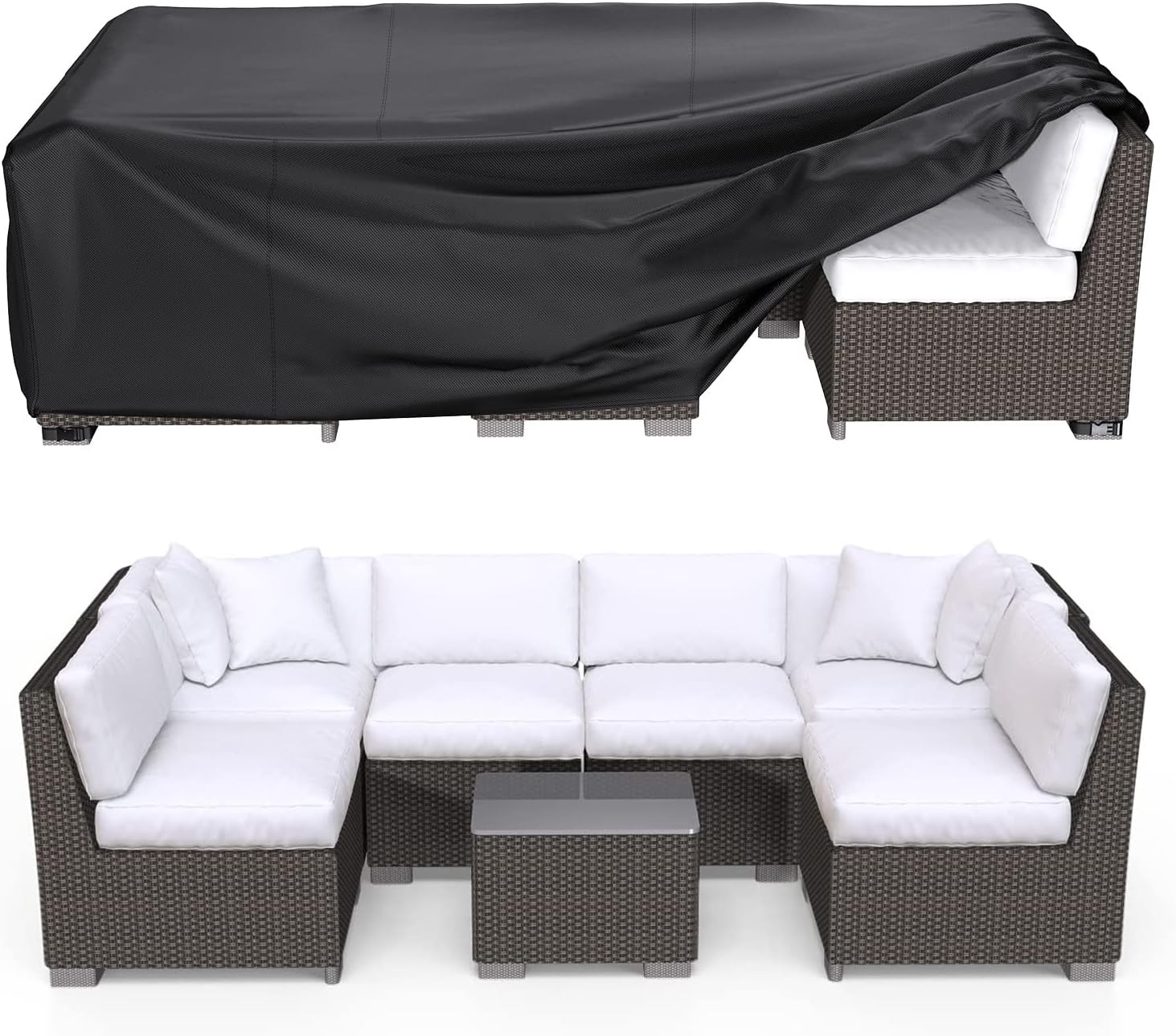 BROSYDA Patio Furniture Covers, Heavy Duty Outdoor Furniture Cover Waterproof, Sectional Sofa Set Covers Table and Chair Set Cover 108" L × 82" W × 28" H