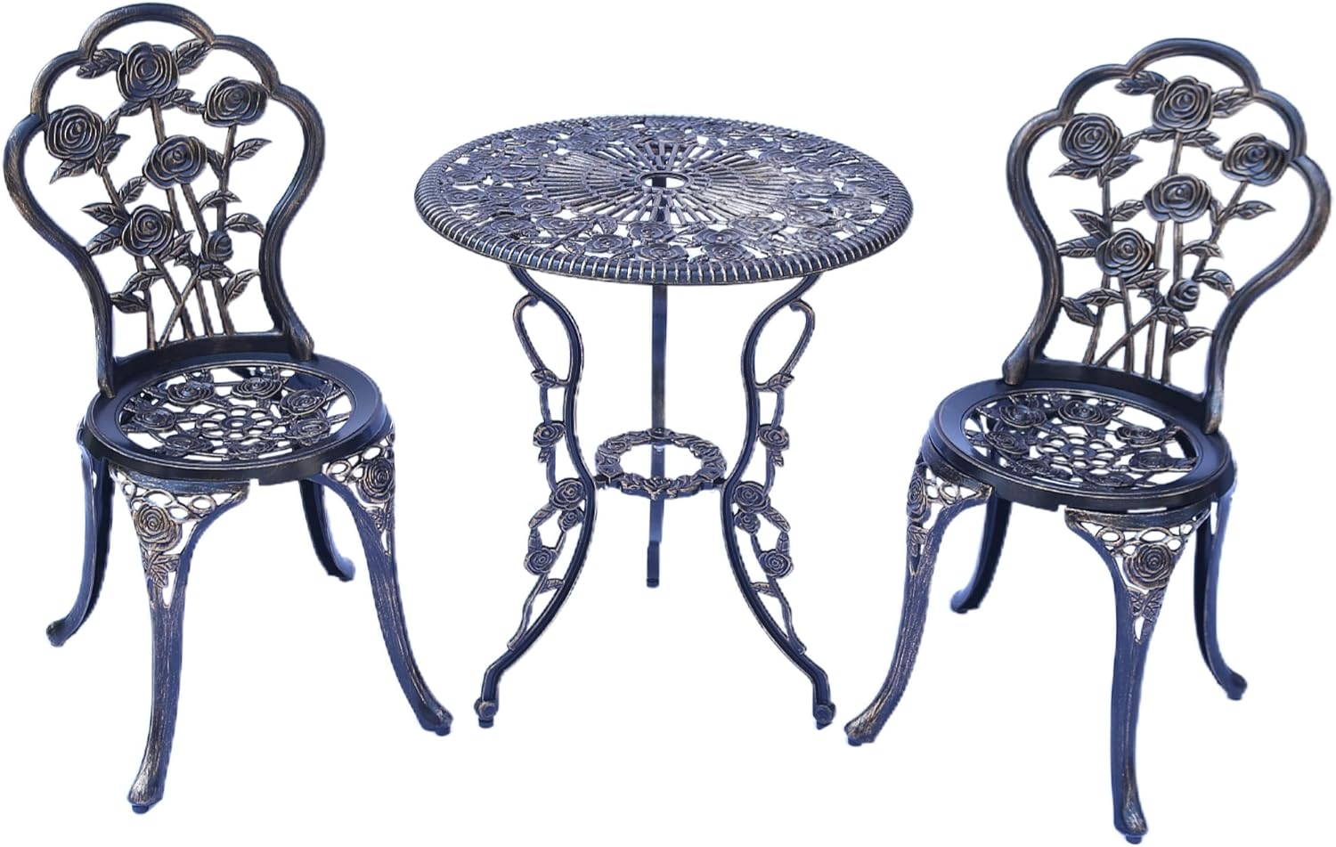 KAILI Outdoor Furniture Bistro Set with Rose Pattern 1 Table 2 Chairs for Garden Patio Porch (Rose-Light Blue) - Image 8