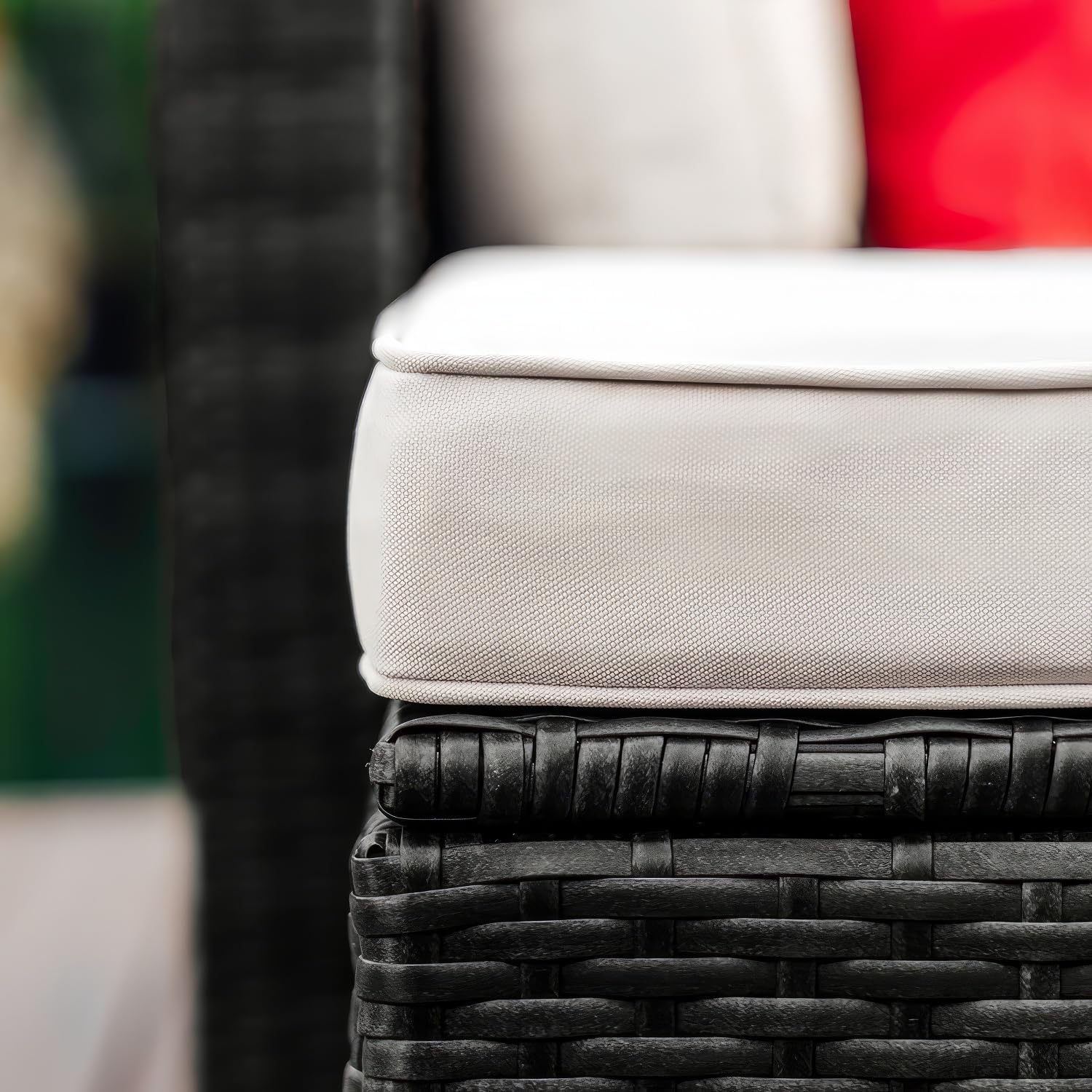 Nestl Outdoor Sectional Patio Furniture Set u2013 5 Piece Outdoor Patio Furniture Set with Outdoor Couch and Sectional Seating - Black with Off White Cushions, Standard - Image 4