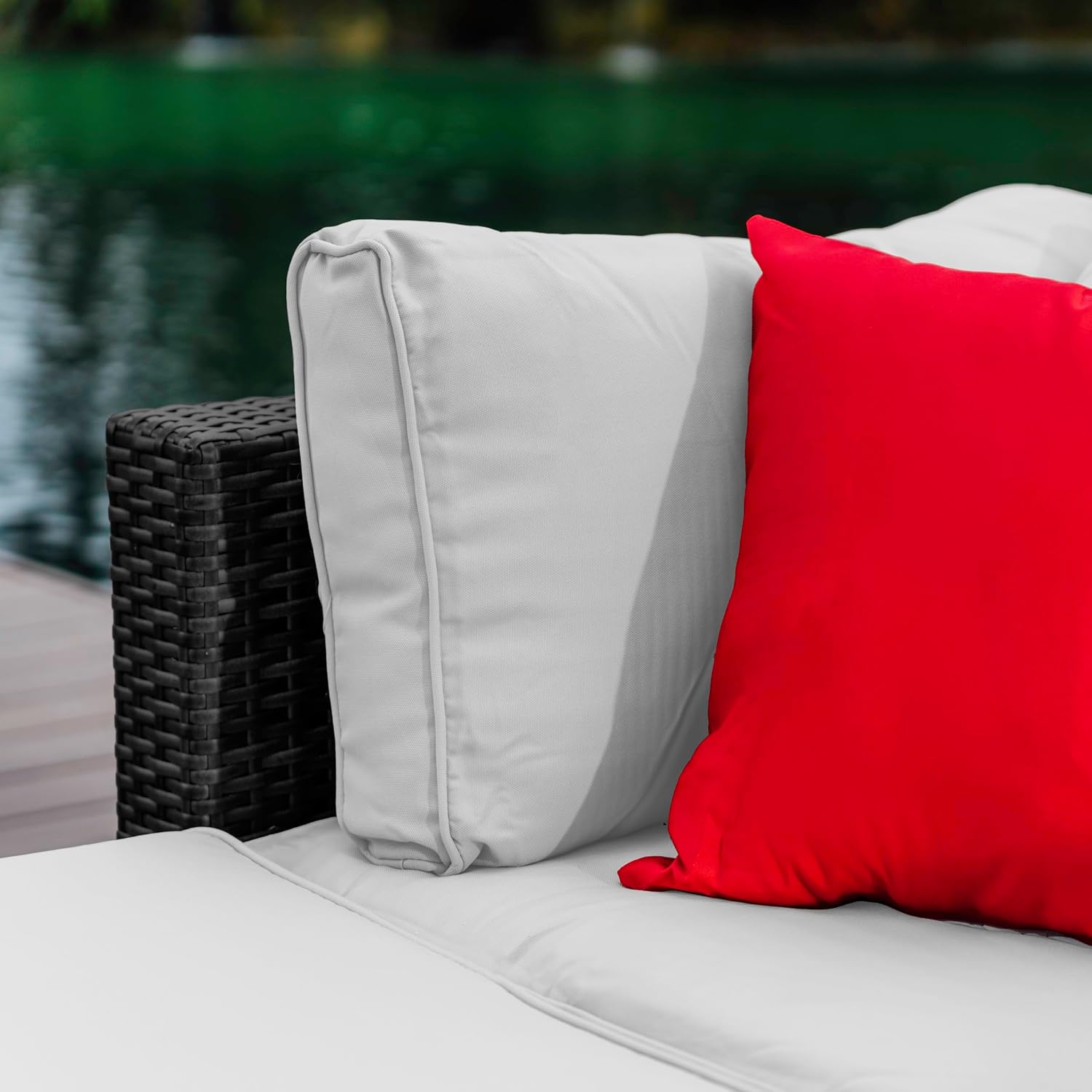 Nestl Outdoor Sectional Patio Furniture Set u2013 5 Piece Outdoor Patio Furniture Set with Outdoor Couch and Sectional Seating - Black with Off White Cushions, Standard - Image 2