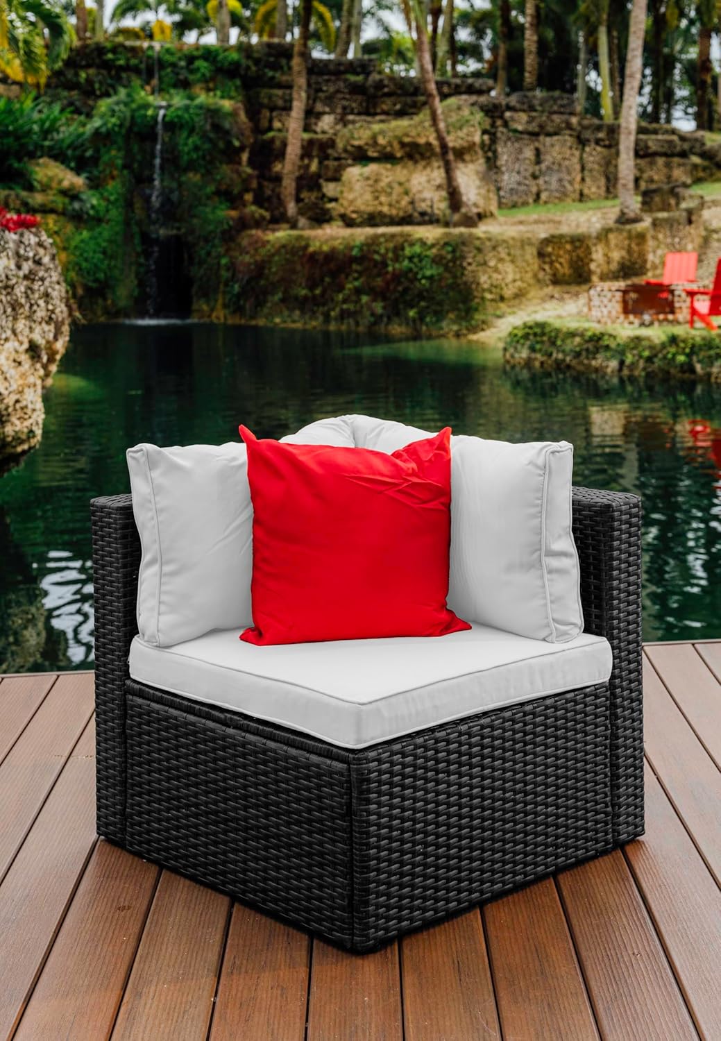 Nestl Outdoor Sectional Patio Furniture Set u2013 5 Piece Outdoor Patio Furniture Set with Outdoor Couch and Sectional Seating - Black with Off White Cushions, Standard - Image 3