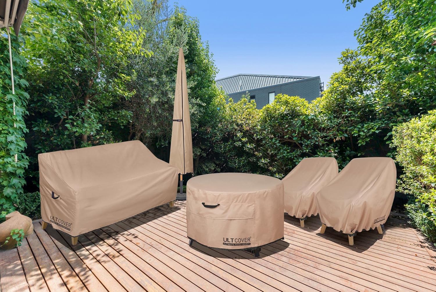 ULTCOVER Waterproof Patio Chair Cover u2013 Outdoor Lounge Deep Seat Single Lawn Chair Cover 2 Pack Fits Up to 28W x 30D x 32H inches - Image 2