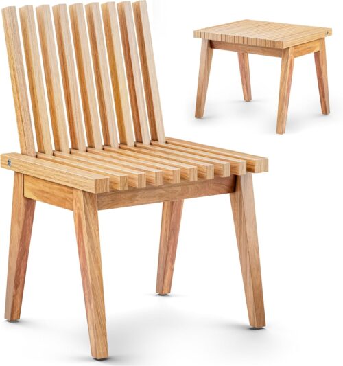 Melino Wooden Outdoor Slat Bench, 2 in 1 Convertible Bench to Table, Acacia Solid Wood Construction for Patio, Garden and Entryway, 20 inch