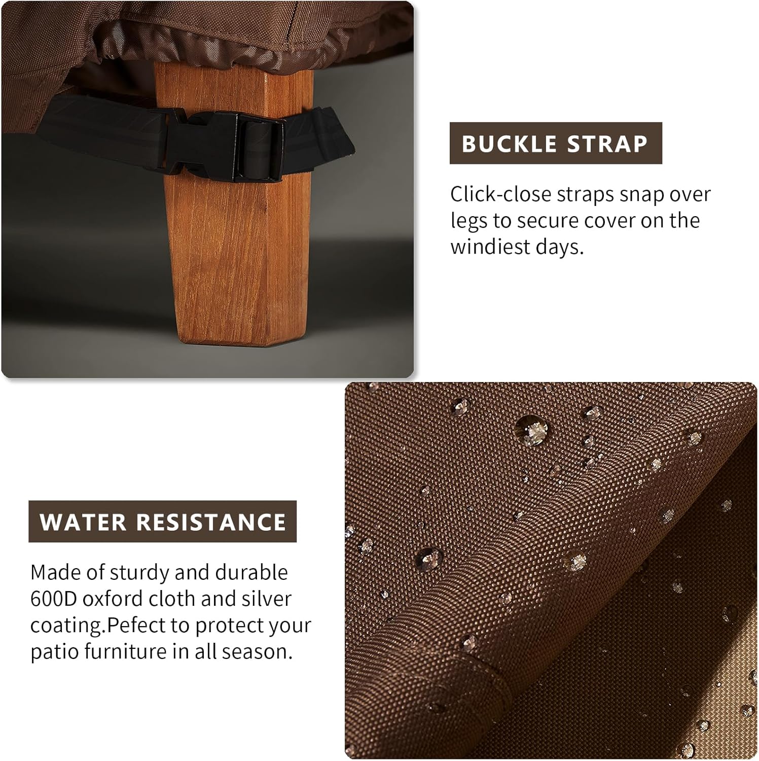 UNARK Outdoor 3-Seater Sofa Cover, Heavy Duty Patio Furniture Covers Waterproof, 76W x 33D x 32H Inches Patio Couch Cover Waterproof Couch Covers for Outdoor Furniture, Beige and Brown - Image 8